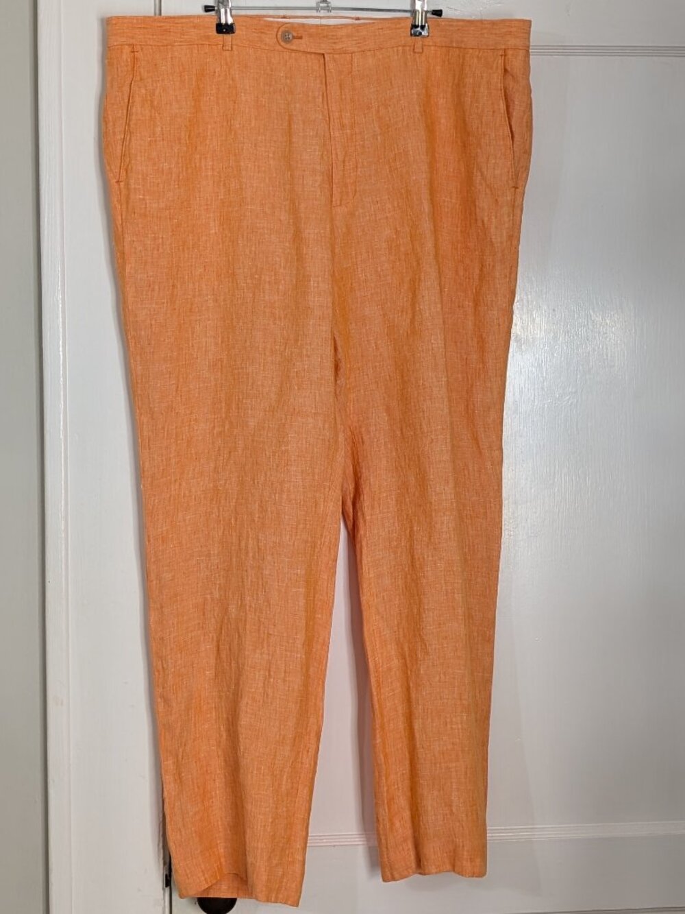 Joseph Abboud 100% Linen Men's Orange Dress Pants 42x32 Summer Lightweight